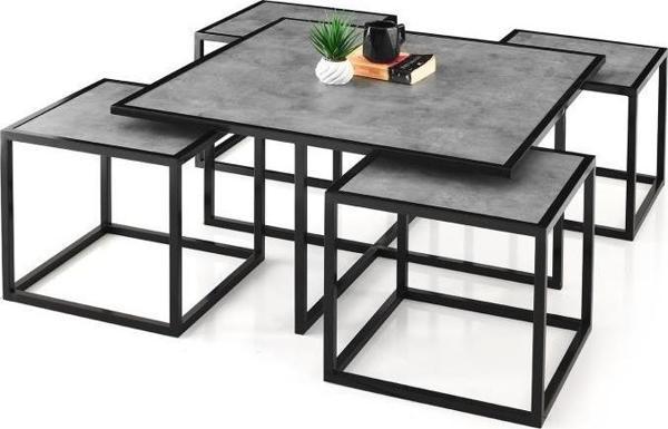 Sivas Gözde Mobilya Kares 4 Zigonlu Orta Sehpa Metal Ayak 90x90x45 - Image 1