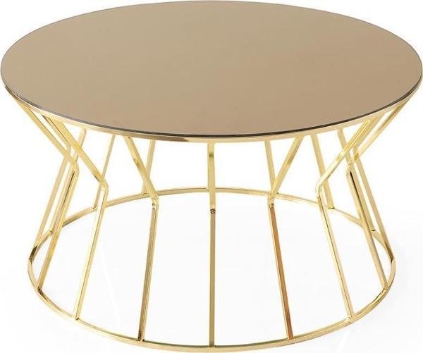 Sivas Gözde Mobilya Kum Saati Ayna Camlı Metal Orta Sehpa 80x42 cm - Image 1