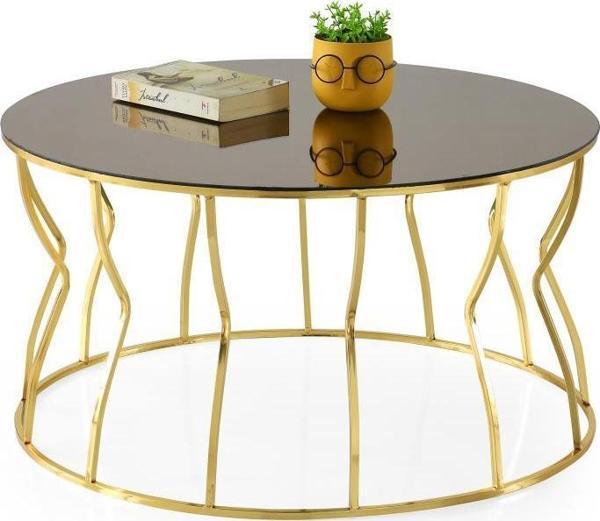 Sivas Gözde Mobilya Lale Ayna Camlı Metal Orta Sehpa 80x42 cm - Image 1