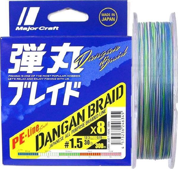 Major Craft Dangan Braid 8X İp Misina PE 1.5 0.19mm 30lb/12.3kg 300mt Multi - Image 1