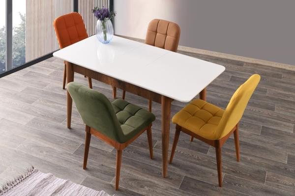 Sivas Gözde Mobilya Silver Açılır MDF Mutfak Masa Sandalye Takımı 70x110 cm - Image 1