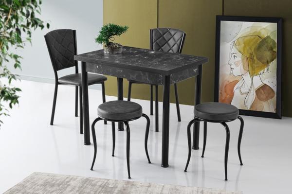 Sivas Gözde Mobilya Smart Mutfak Masa 2 Sandalye 2 Tabure Set 60x90 cm - Image 1