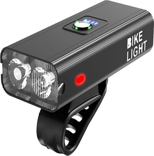 FORTE GT 6051 Bisiklet 2 x T6 Led Ön Far USB Şarjlı Alüminyum Alaşım Siyah - Image 1