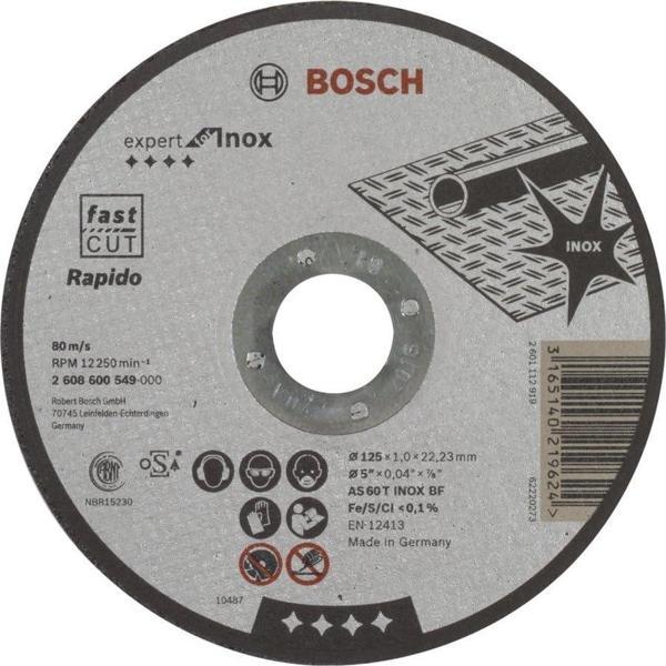Bosch - 125*1,0 mm Expert Serisi Düz Inox (Paslanmaz Çelik) Kesme Diski (Taş) - Rapido - Image 1