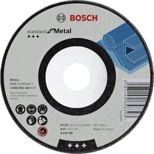 Bosch - 125*6,0 mm Standard Seri Bombeli Metal Taşlama Diski (Taş) - Image 1