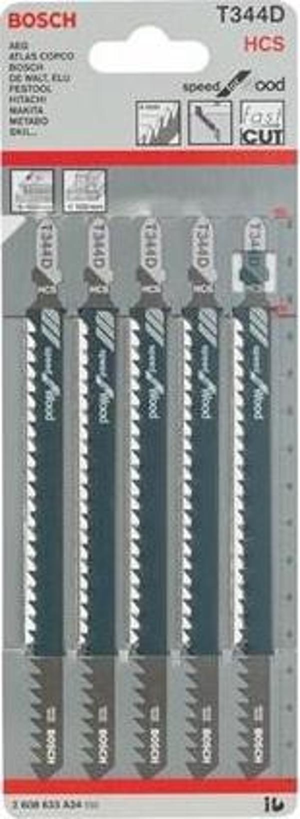 Bosch - Hızlı Kesim Serisi Ahşap İçin T 344 D Dekupaj Testeresi Bıçağı - 5'Li Paket - Image 1