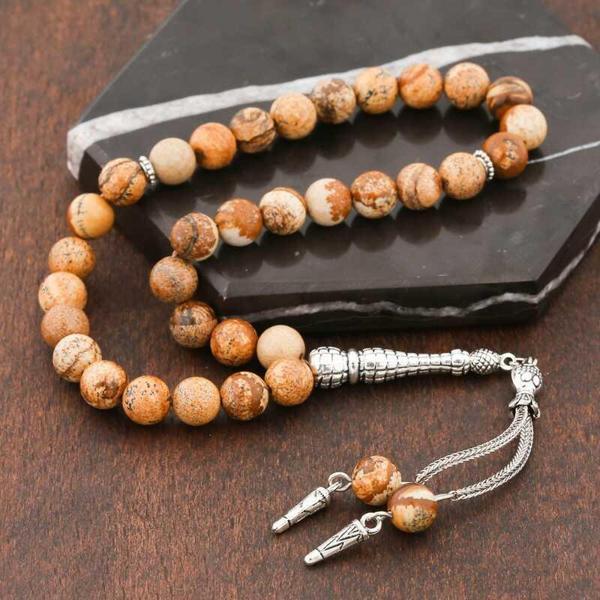 ​Doğaltaş Metal Püsküllü Jasper Taşı Tesbih - Image 1