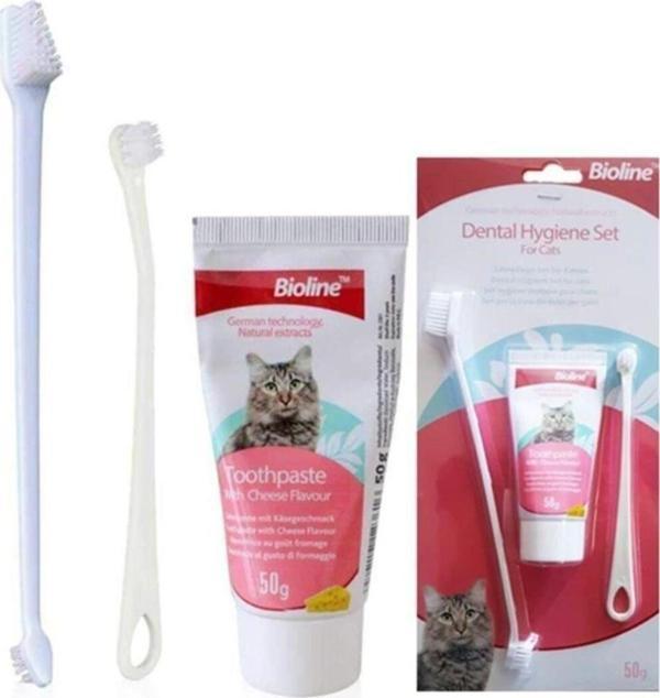 Bioline Kedi Ağız Bakım Seti Kedi Diş Macunu Ve Kedi Diş Fırçası - Image 1