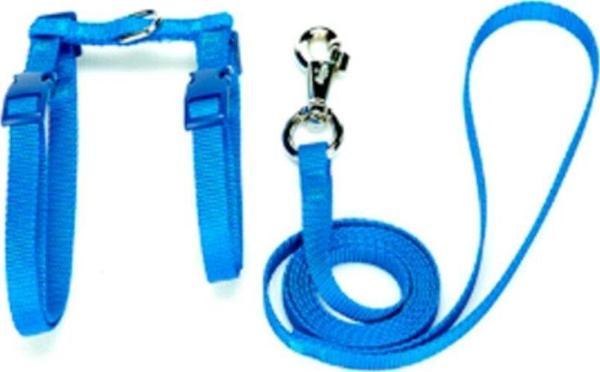 Doggie Dokuma Kedi Gezdirme Göğüs Tasma Takımı Mavi KT-10 - Image 1