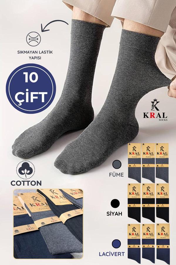 KRAL SOCKS 10 Adet Yazlık Penye Erkek Orta Uzun Çorap Parfümlü - Image 1