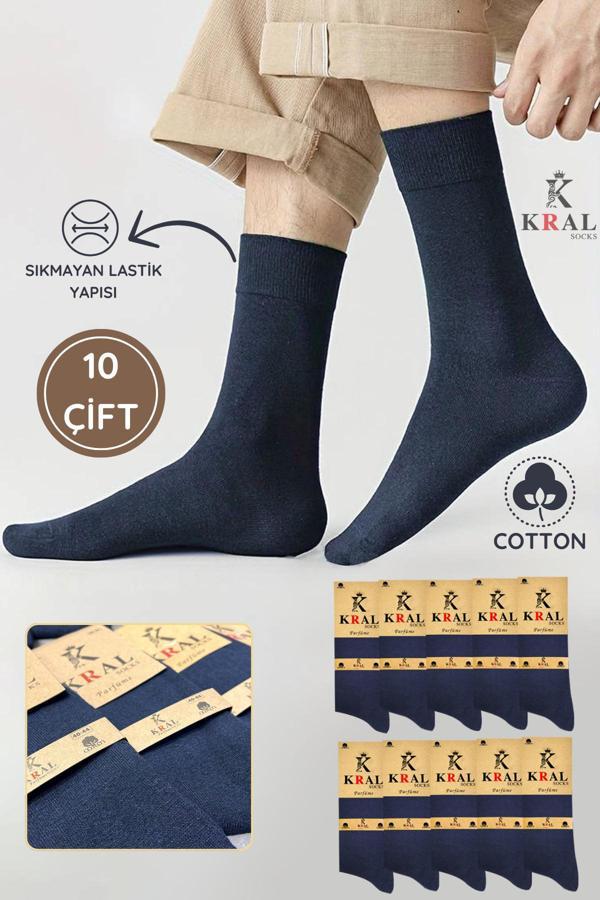 KRAL SOCKS 10 Adet Yazlık Penye Erkek Orta Uzun Çorap Parfümlü - Image 1