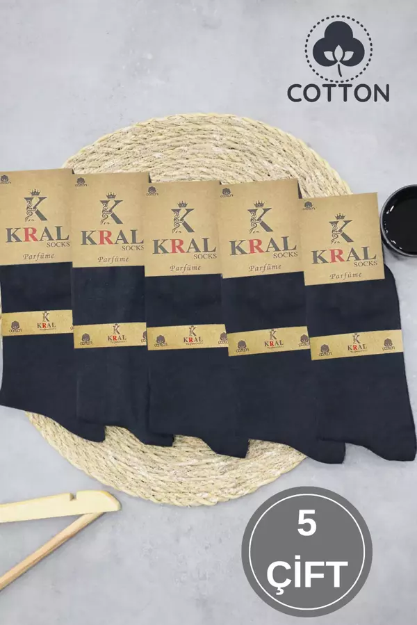 KRAL SOCKS 5 Adet Yazlık Penye Erkek Orta Uzun Çorap Parfümlü - Image 1
