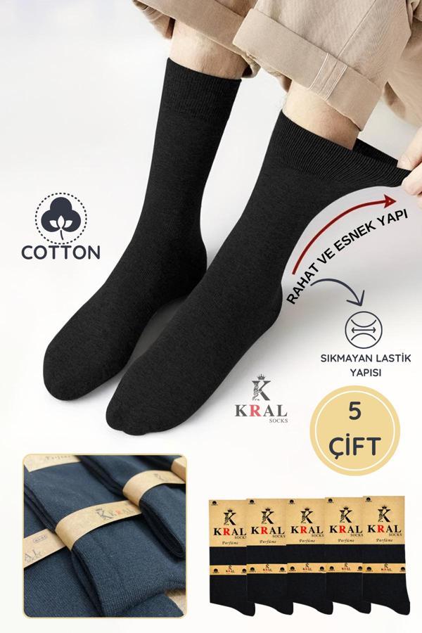 KRAL SOCKS 5 Adet Yazlık Penye Erkek Orta Uzun Çorap Parfümlü - Image 1