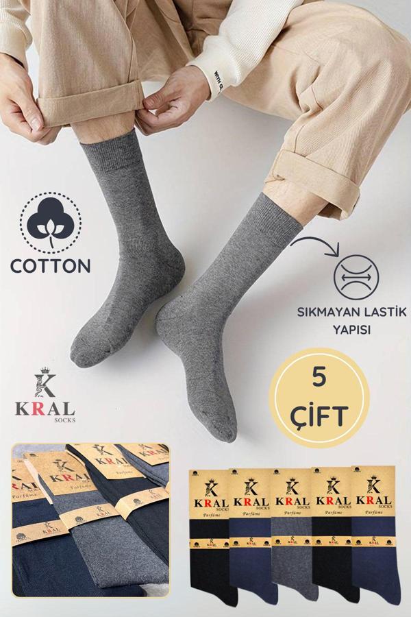 KRAL SOCKS 5 Adet Yazlık Penye Erkek Orta Uzun Çorap Parfümlü - Image 1