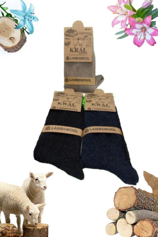 KRAL SOCKS Erkek Çorabı Lambswoll (3 ADET) Termal Özellikli Kalın Uzun Çorap - Image 1