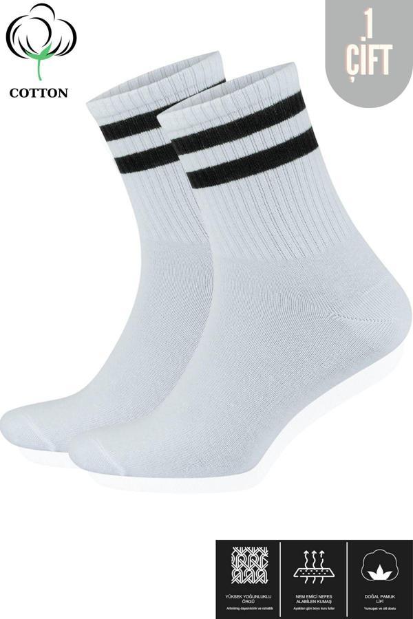 KRAL SOCKS Erkek Kadın Çizgili Kolej Tenis Çorabı Pamuklu Terletmez Çorap - Image 1