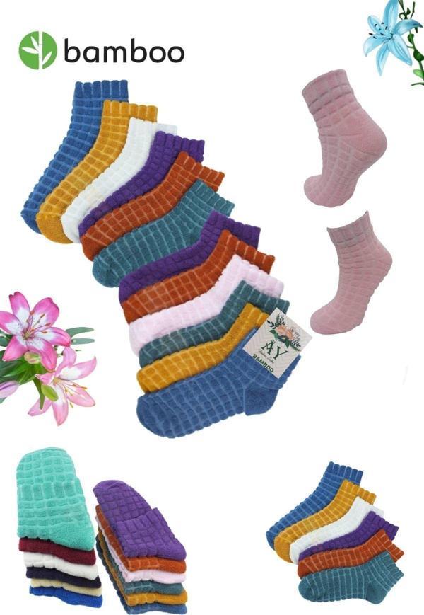 KRAL SOCKS Kadın Kabartma Kışlık Ters Havlu (3 Çift) Karma Renk Çorap Seti - Image 1