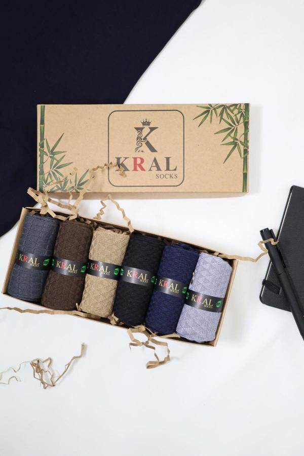 KRAL SOCKS KUTULU (6 Çift) Kaliteli Bambu Uzun Soket YAZLIK Dikişsiz Hassas Dokuma Parfümlü Çorap - Image 1