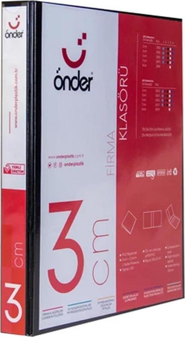 Önder Sunum Klasörü 4 Halkalı 30 MM A4 Siyah 2013-3 - Image 1