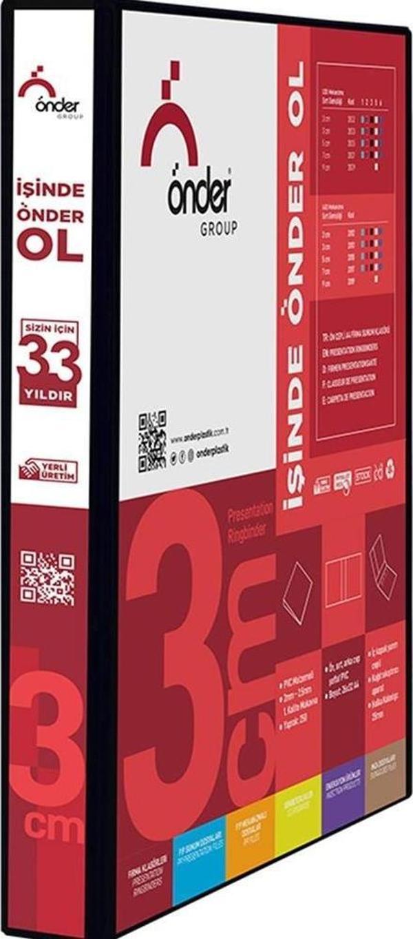 Önder Sunum Klasörü A4 3 Cm 2 Halka Siyah 2003-3 - Image 1