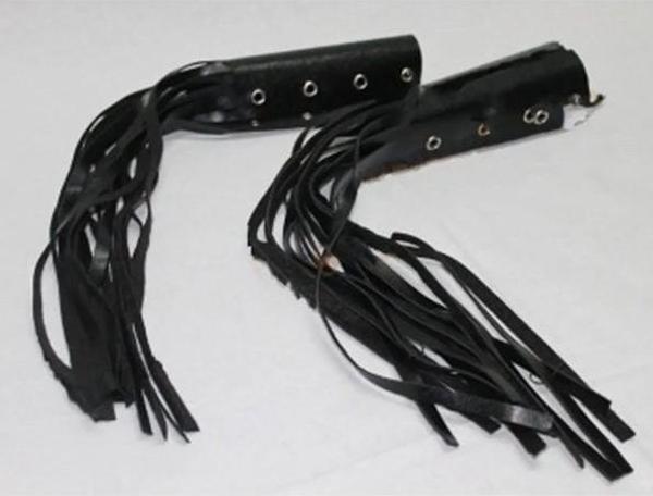 Tex 2060 Chopper Motosiklet Elcik Püsküllü Motorsiklet Elciği Chopper Püskül Deri Elcik Siyah - Image 1