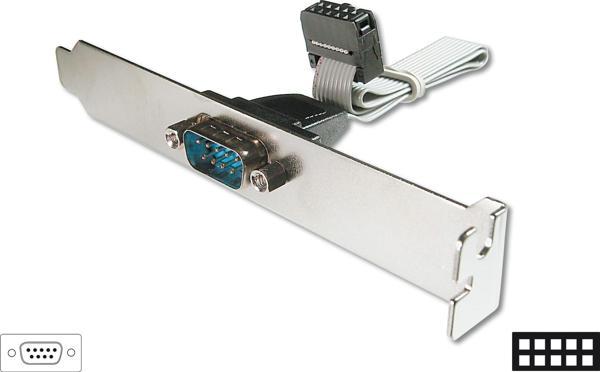 Seri Tip Slot Bracket Bağlantı Kablosu, D-Sub9 Erkek - IDC 2x5pin Dişi, 0.25 metre, UL, bej renk - Image 1