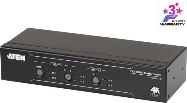 2 x 2 True 4K HDMI Matrix Switch with Audio De-Embedder - Image 1