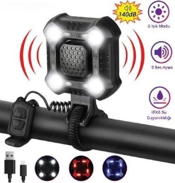 FORTE GT 2122 Bisiklet Ön Işık 350 Lümen 140 DB Usb Şarjlı Yüksek Güçlü Far Korna - Image 1