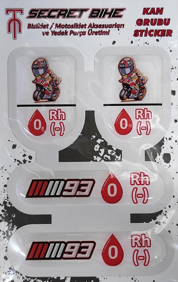 Secret Bike Kırmızı Motosiklet Ve Kask Kan Grubu Sticker 0 Rh (-) Negatif - Image 1