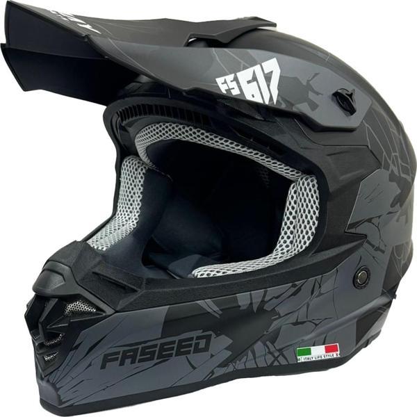 Sway 617 Full Face Cross Kapalı Bisiklet Motosiklet Enduro Kaskı XXL Beden Mat Siyah Gri - Image 1
