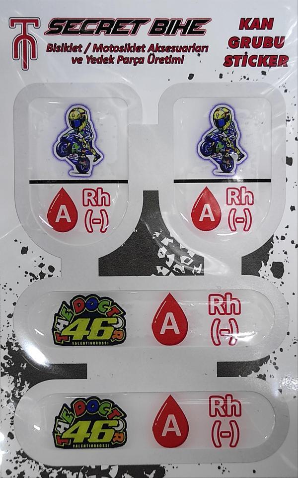 Secret Bike Mavi Motosiklet Ve Kask Kan Grubu Sticker A Rh (-) Negatif - Image 1