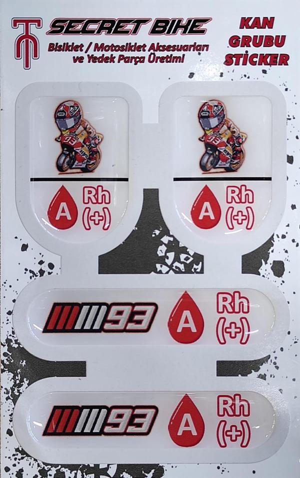 Secret Bike Kırmızı Motosiklet Ve Kask Kan Grubu Sticker A Rh (+) Pozitif  - Image 1