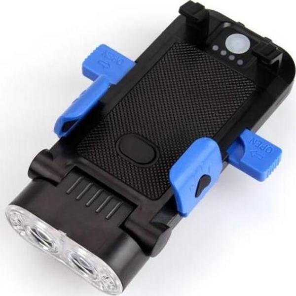 FORTE GT 6139-2 Bisiklet Ön Işık 500 Lümen Usb Şarjlı Yüksek Güçlü Far Telefon Tutucu Mavi - Image 1