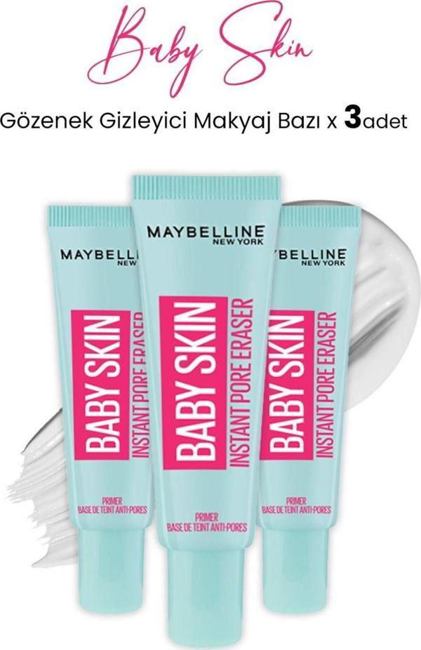 Maybelline New York Baby Skin Gözenek Gizleyici Makyaj Bazı X 3 Adet - Image 1