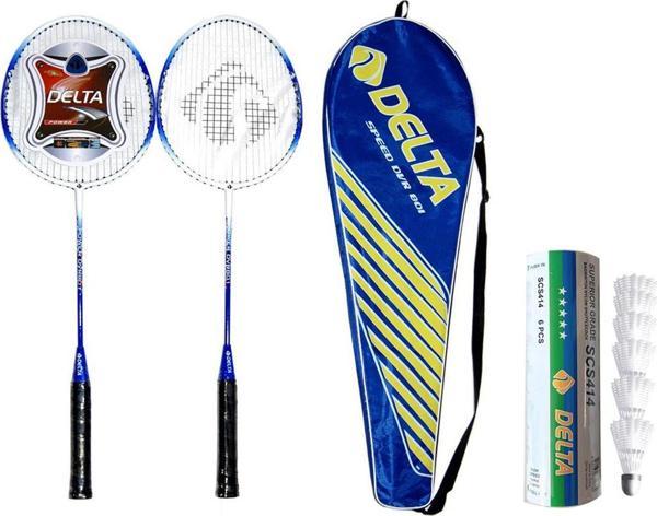 Delta 2 Adet Tek Parça Deluxe Badminton Raketi + Çantası + 6 Adet Dengeli Hız Badminton Topu Seti - Image 1