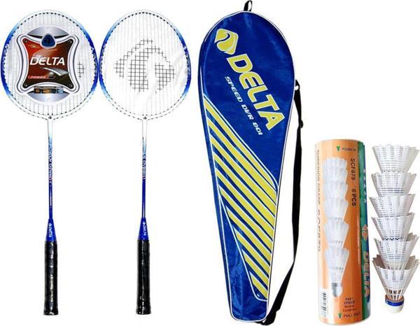 Delta 2 Adet Tek Parça Deluxe Badminton Raketi + Çantası + 6 Adet Yüksek Hız Badminton Topu Seti - Image 1