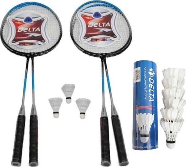Delta 4 Adet Badminton Raketi + Çantası + 6 Deluxe Kaz Tüyü + 3 Plastik Toplam 9 Badminton Topu Seti - Image 1