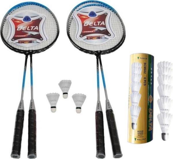 Delta 4 Adet Badminton Raketi + Çantası + 9 Adet Orta Hız Sevenler İçin Badminton Topu Seti - Image 1