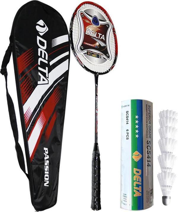 Delta Fiberglas Badminton Raketi + Çantası + 6 Adet Dengeli Hız Yeni Başlayanlar İçin Badminton Topu - Image 1