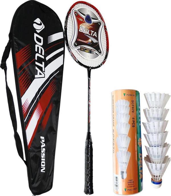 Delta Fiberglass Tek Parça Badminton Raketi + Çantası + Yüksek Hız Sevenler İçin Altı Badminton Topu - Image 1