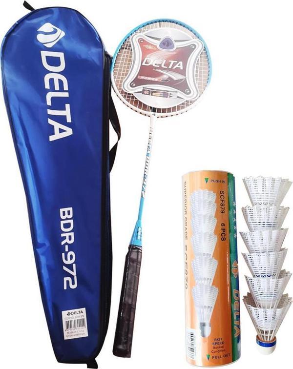 Delta Tek Parça Badminton Raketi + Çantası + 6 Adet Yüksek Hız Sevenler İçin Badminton Topu Seti - Image 1