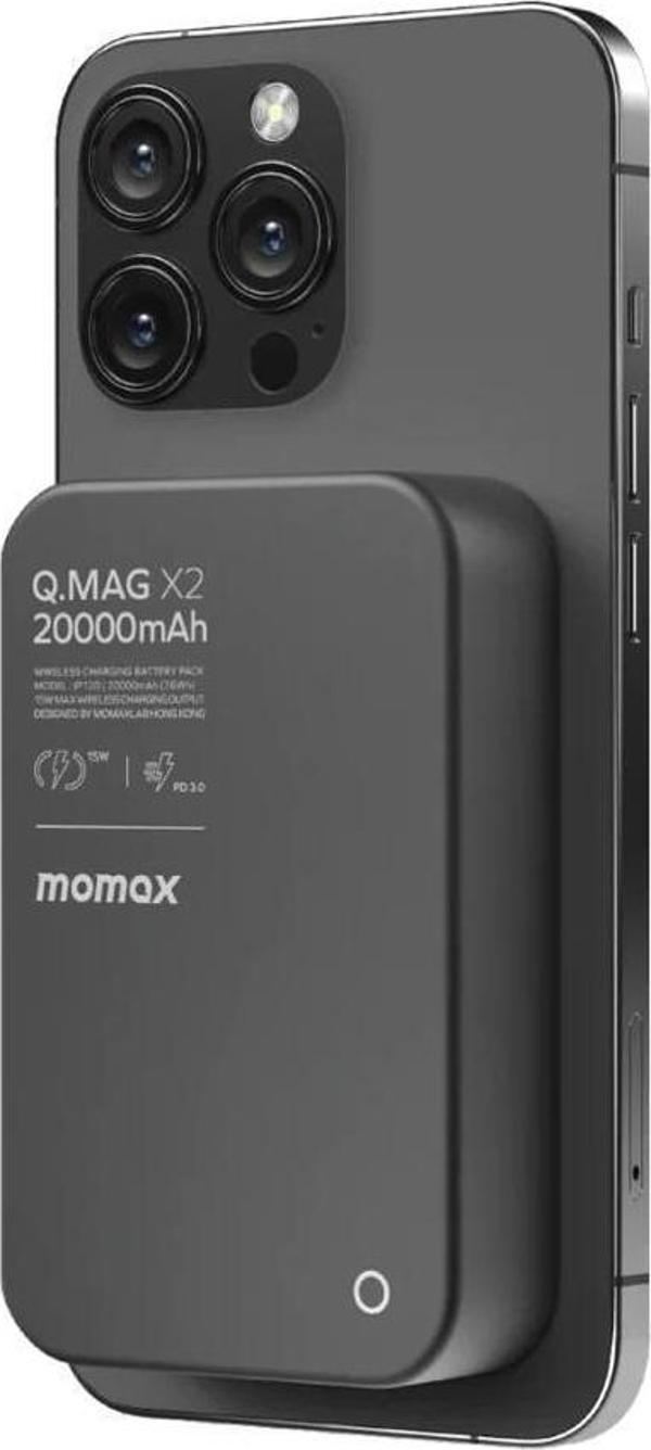 Momax Black Wireless Kablosuz Powerbank 20.000mAh MagSafe Uyumlu - Image 1