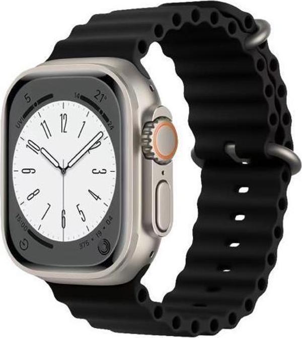 Sunix Apple Watch 42mm / 44mm / 45mm/ 49mm Uyumlu Akıllı Saat Kordonu Siyah - Image 1