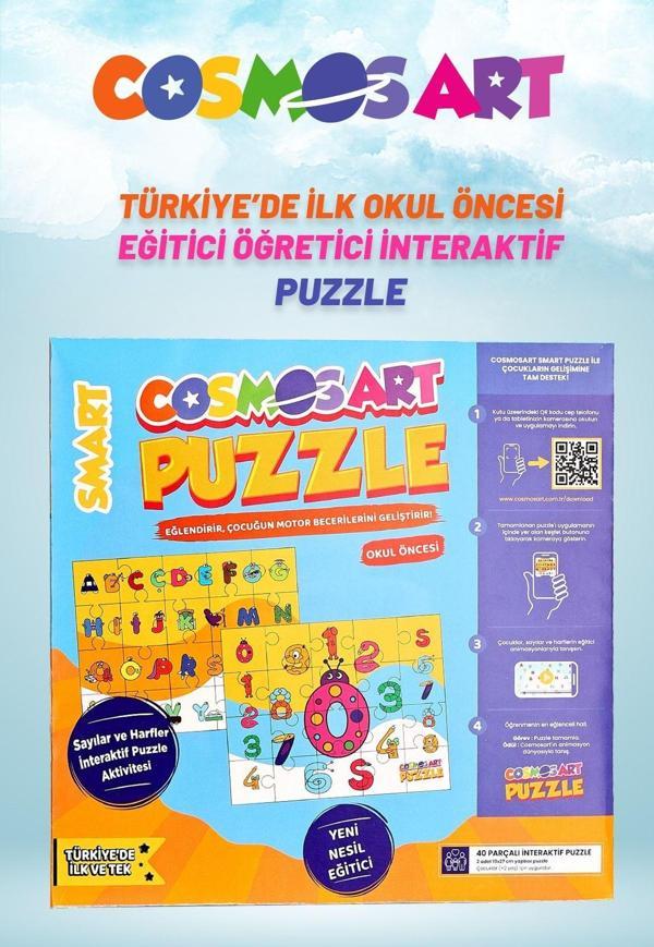 Cosmosart Çocuklar Için 2'li Smart Puzzle - Harfler - Sayılar - Image 1