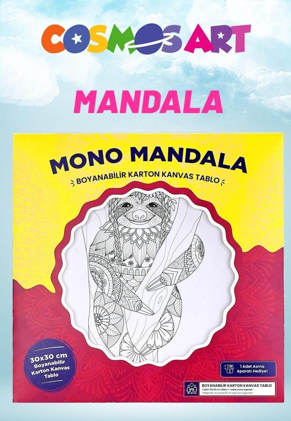 Cosmosart Karton Kanvas Mandala - Ahşap Çerçeve Görünümlü Tembel Hayvan Boyama - Image 1