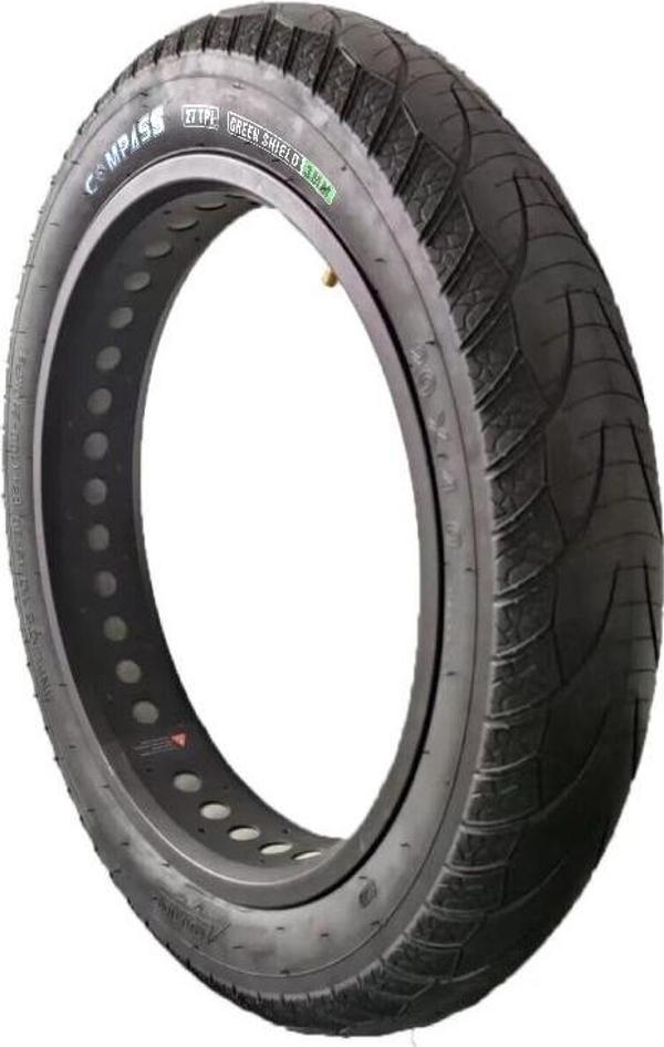 Compass 20x4.0 3mm Zırhlı Fat Bike Bisiklet Dış Lastik Siyah - Image 1