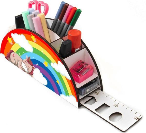 Notpa Ahşap Vip Uyuyan Unicorn Cetvelli Masaüstü Kalemlik Kutu Çocuklar Için Organizer Vip3 - Image 1