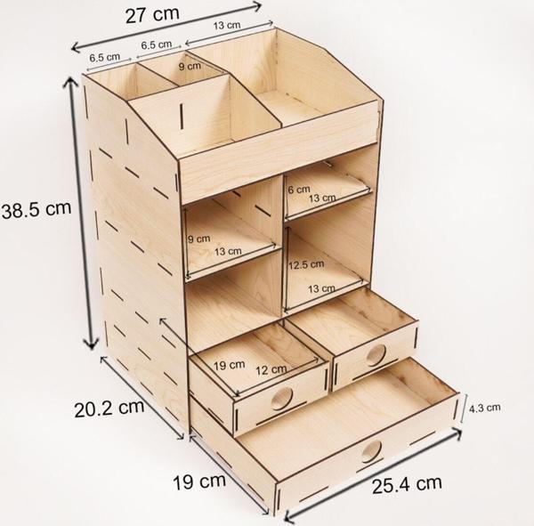 Notpa Bir A4 Iki A5 Çekmeceli 8 Bölmeli A4 Masaüstü Organizer Evrak Rafı Dosya Düzenleyici Akça-Org5 - Image 1