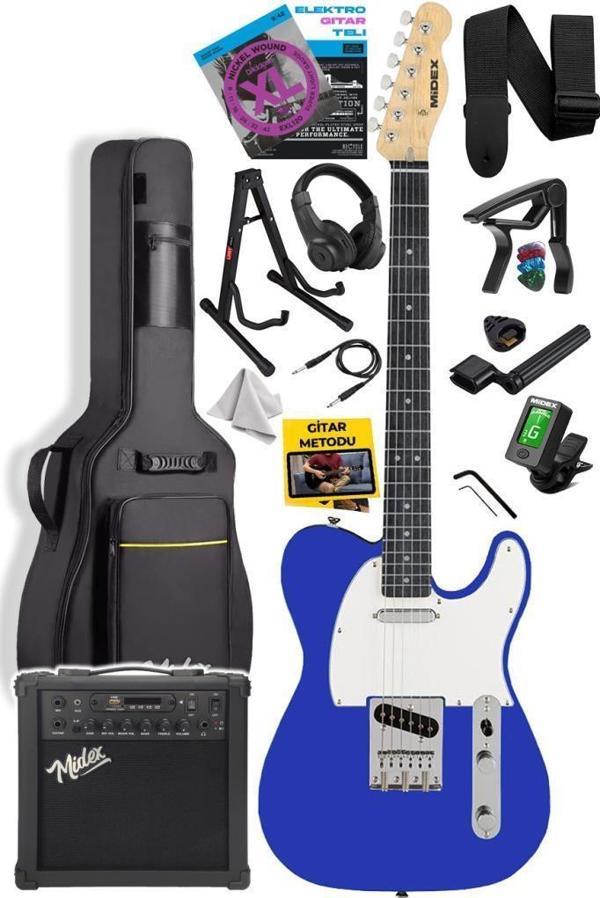 Midex TLX-50BL-25AMP Tele Kasa Maple Klavye 2 Single-Coil 25W Amfili Elektro Gitar - Image 1