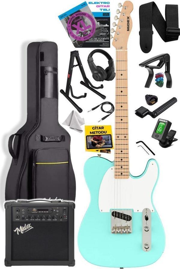 Midex TLX-50GR-25AMP Tele Kasa Maple Klavye 2 Single-Coil 25W Amfili Elektro Gitar - Image 1